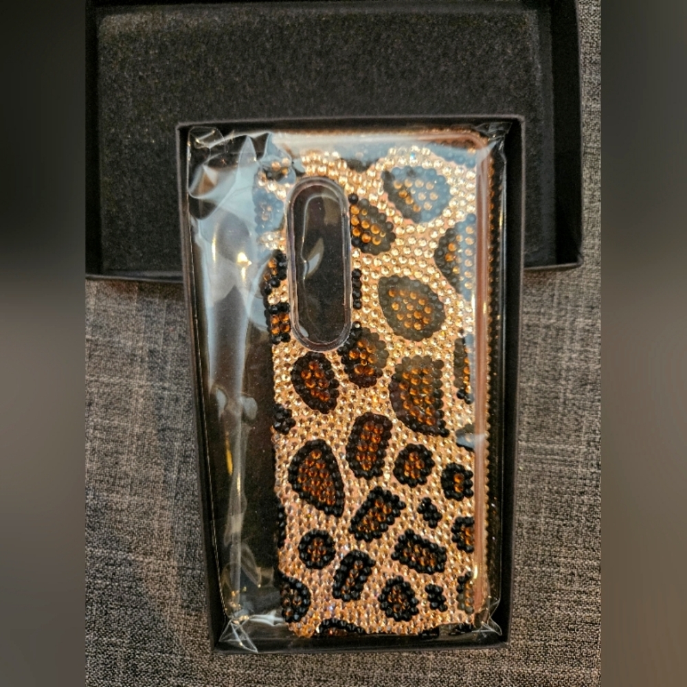 Rhinestone Leopard Print Z Fold 3 Case